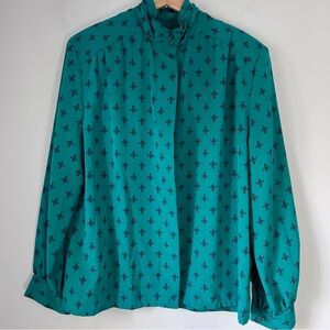 Country Sophisticates by Pendleton Button Down Vintage Shoulder Pads Womens 16